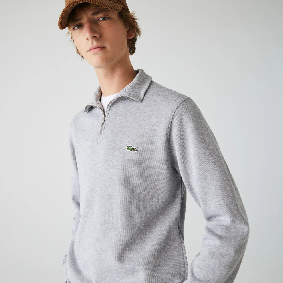 Sweater Lacoste 1/4 Azul Gris