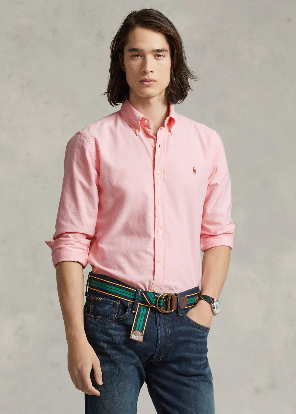 Camisa Polo Ralph Lauren Oxford Palo Rosa