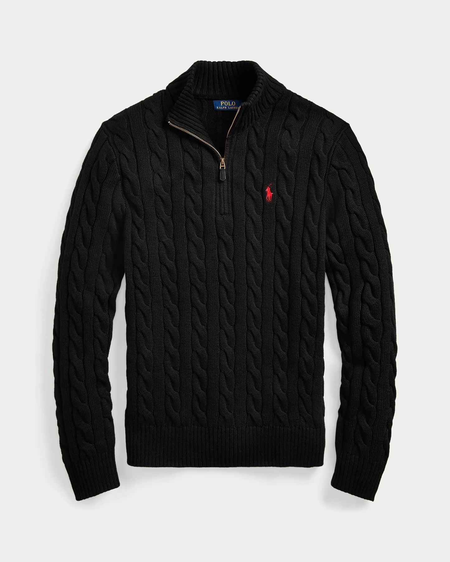 Sweater Ralph Lauren Trenzado 1/4 Zip Negro