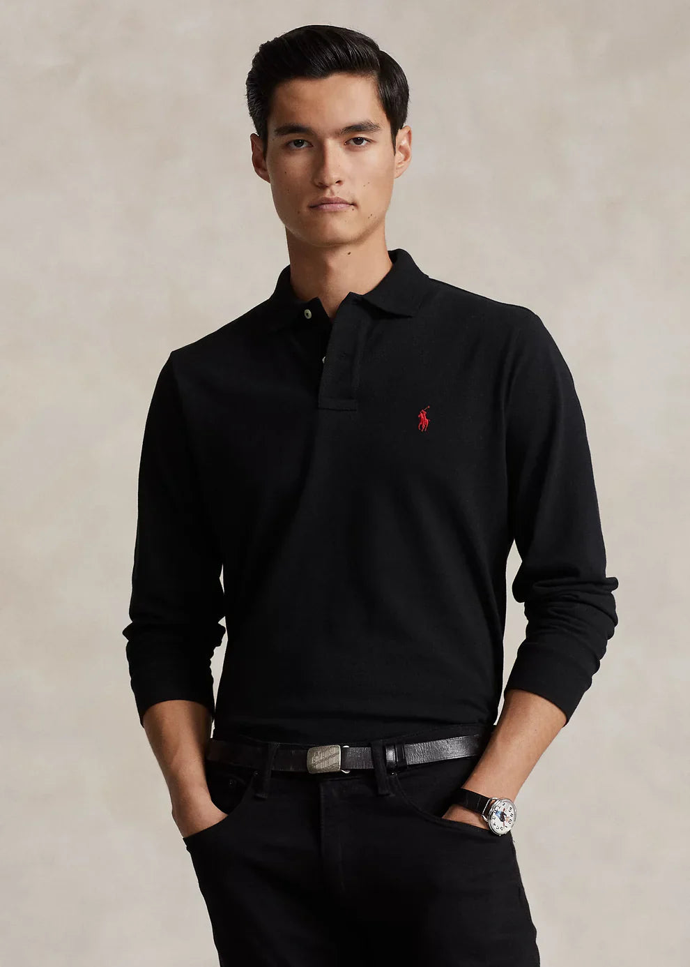 Polo Ralph Lauren Manga Larga Negro